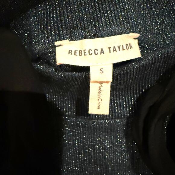 Rebecca Taylor 90s Off the Shoulder Blue Sparkly Metallic Sweater Size Small - Picture 3 of 3